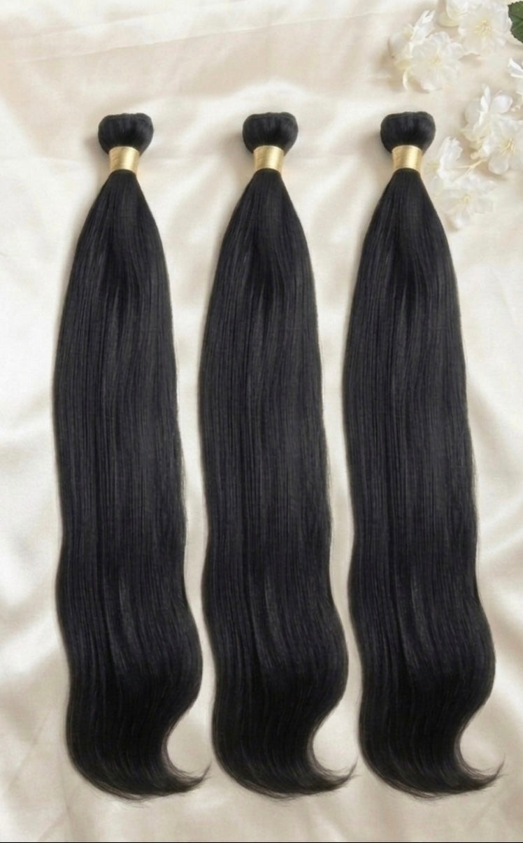 Raw Vietnamese Straight 3-Bundle Set – 100% Raw Human Hair in three luxurious long strands.