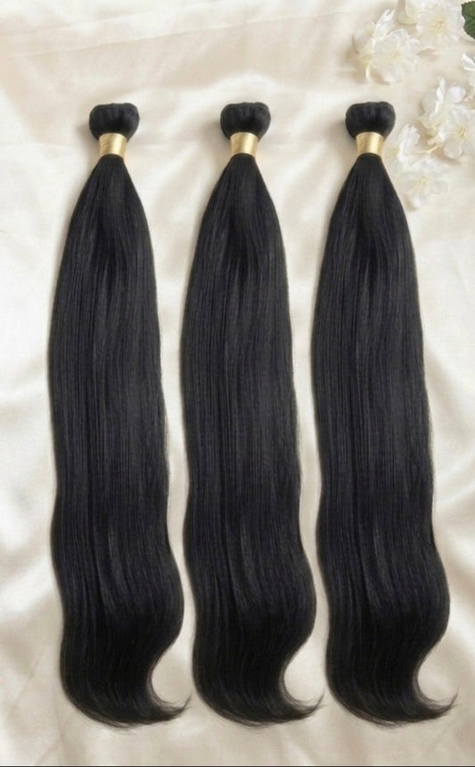 Raw Vietnamese Straight 3-Bundle Set – 100% Raw Human Hair in three luxurious long strands.